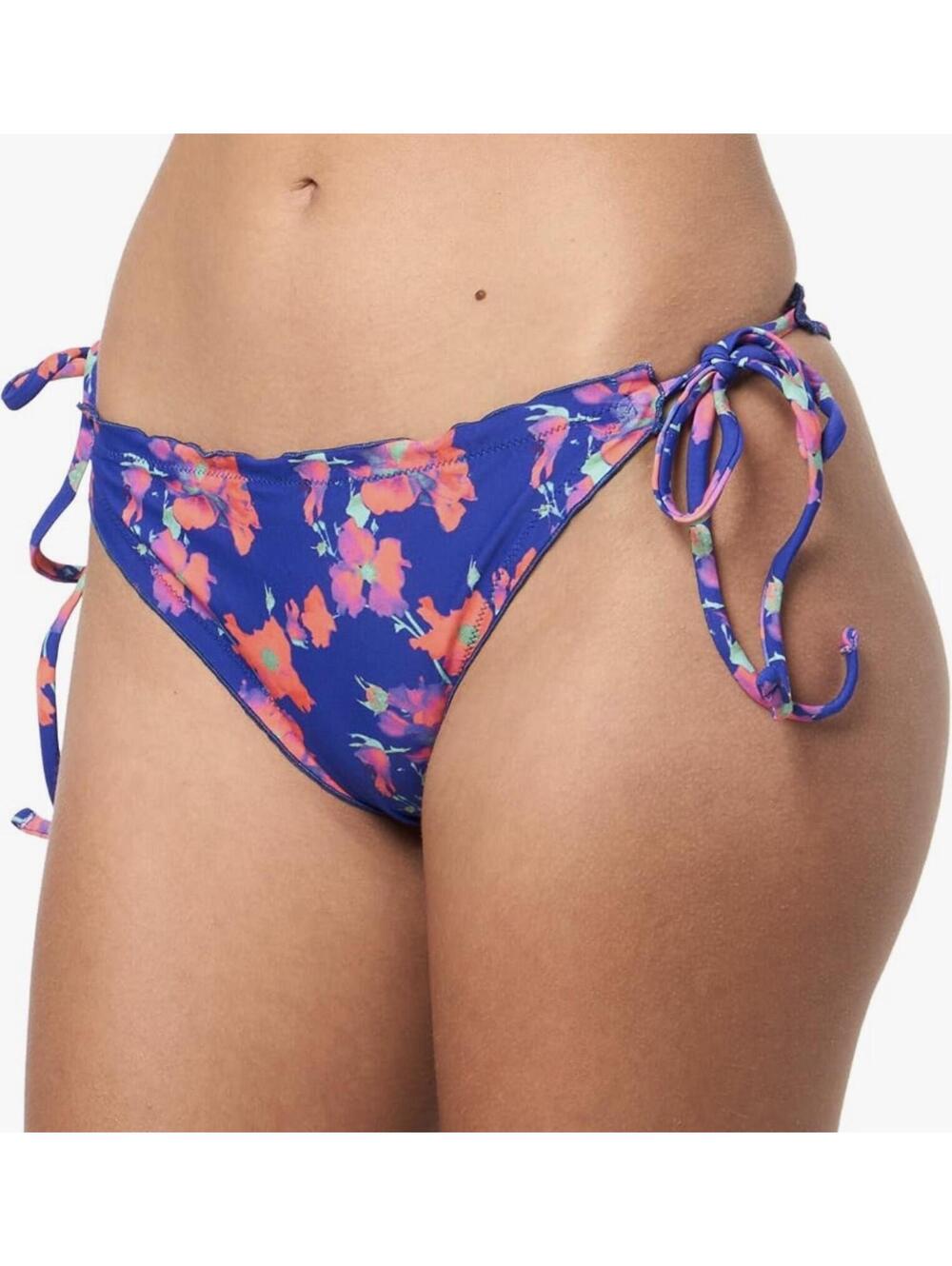 HUGO beach Floral Tie-Side Bikini Bottoms Blue Pink Medium
